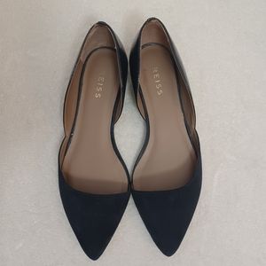 Reiss Navy Blue Leather Pointed Flats
